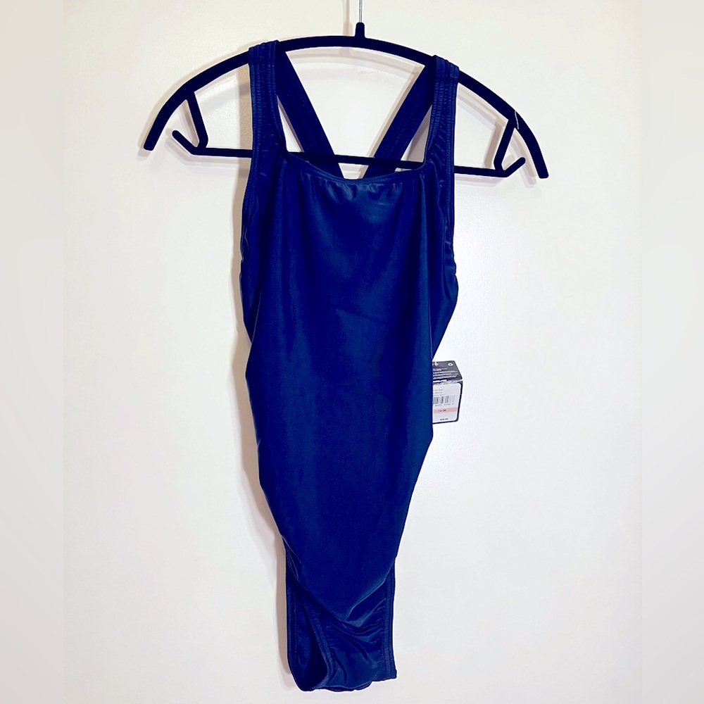 Speedo One Piece Swim Suit Bodysuit Navy Blue